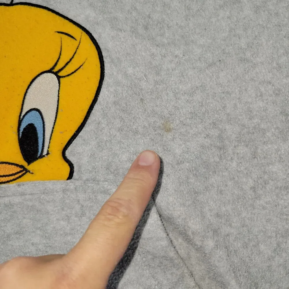 Vtg Looney Tunes Sweatshirt Sz M Womens Tweety Bird Hoodie 90s Retro Y2K Cartoon - Picture 12 of 16